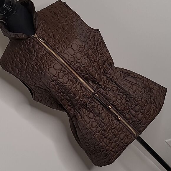 Casual identity  sz M brown zip front drawstring waist vest - Picture 1 of 7